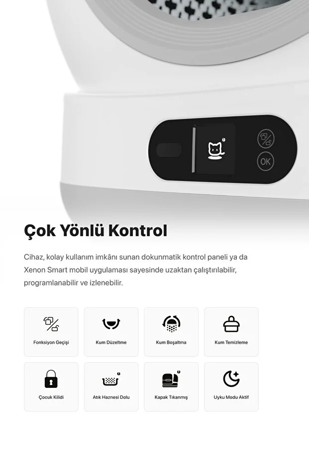 Otomatik Kedi Tuvaleti | 72L, 7L Atık Hazneli, UV, Wifi, Mobil Kontrol, Akıllı Kedi Tuvaleti (X8624) Otomatik Kedi Tuvaleti | 72L, 7L Atık Hazneli, UV, Wifi, Mobil Kontrol, Akıllı Kedi Tuvaleti (X8624)